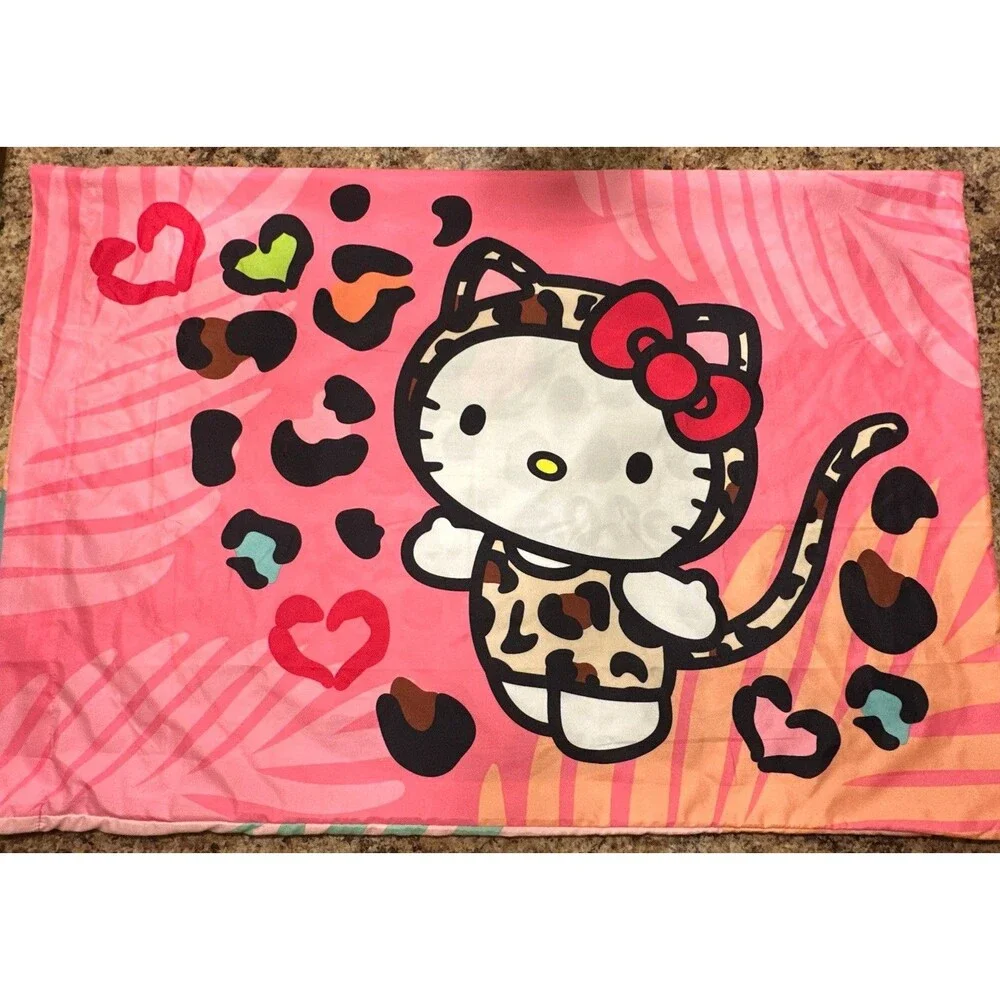 HELLO KITTY Cheetah Print Pillowcase 1 Piece Standard Multiple Images